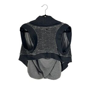 RagDoll LA Grey Tweed Off Shoulders Vest Sleeveless Convertible Top Women M